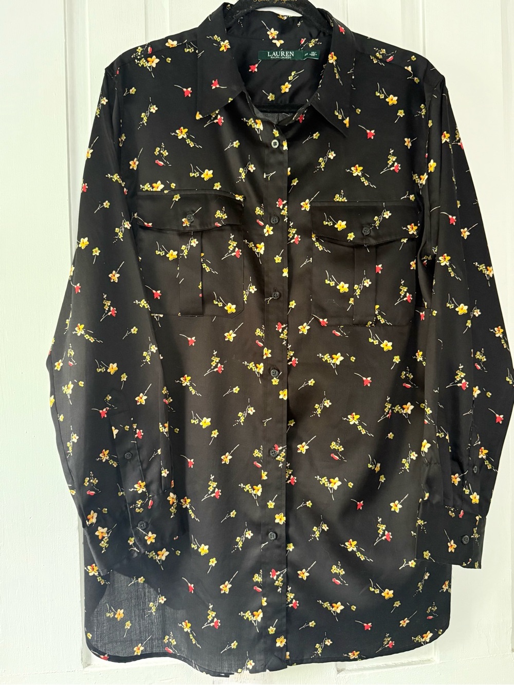 Lauren Ralph Lauren NWOT Black Ditsy Floral Button Down Utility Shirt - 2X